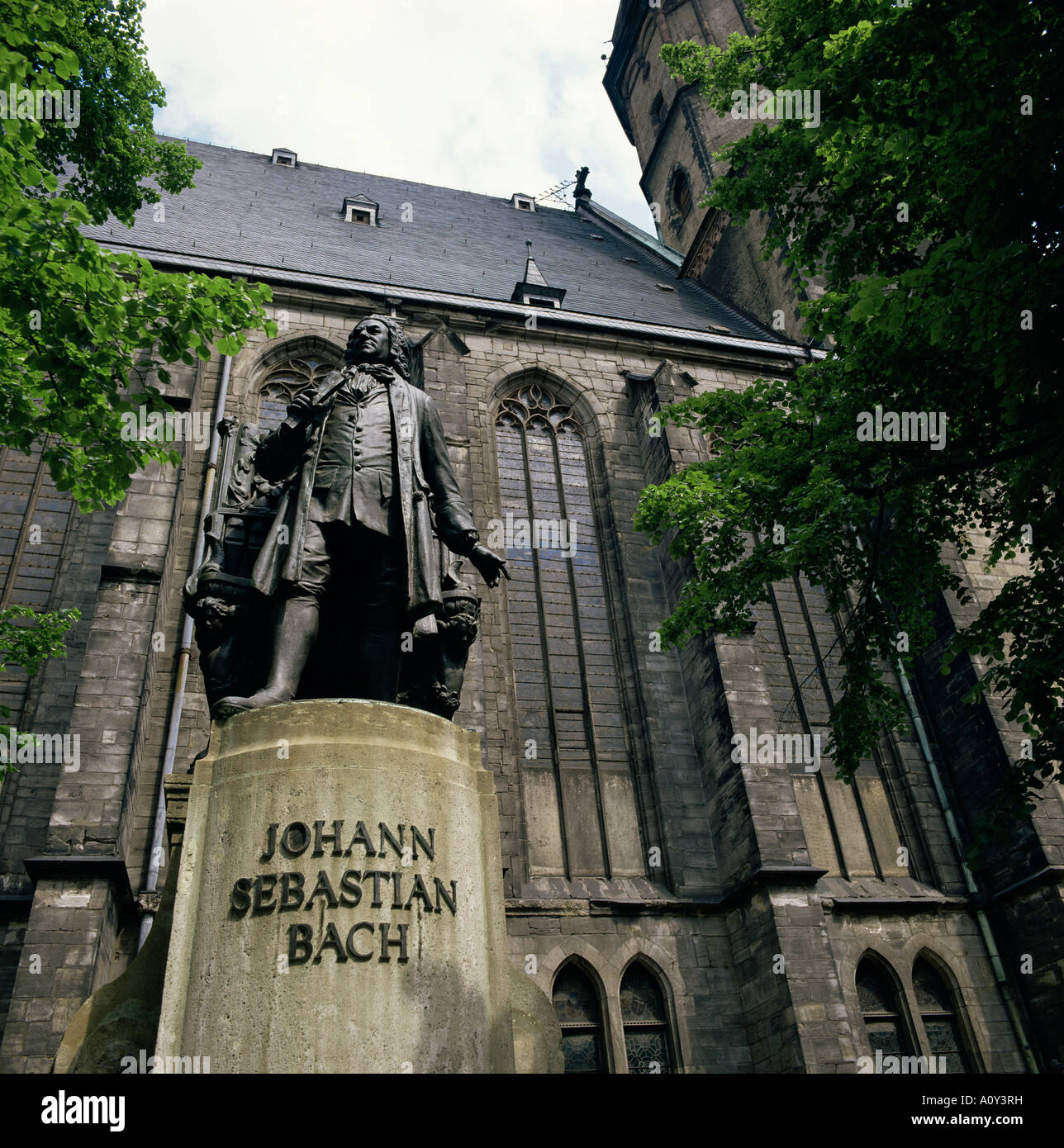 Monument to Johann Sebastian Bach outside St Thomas church Leipzig Germany Europe Stock Photo