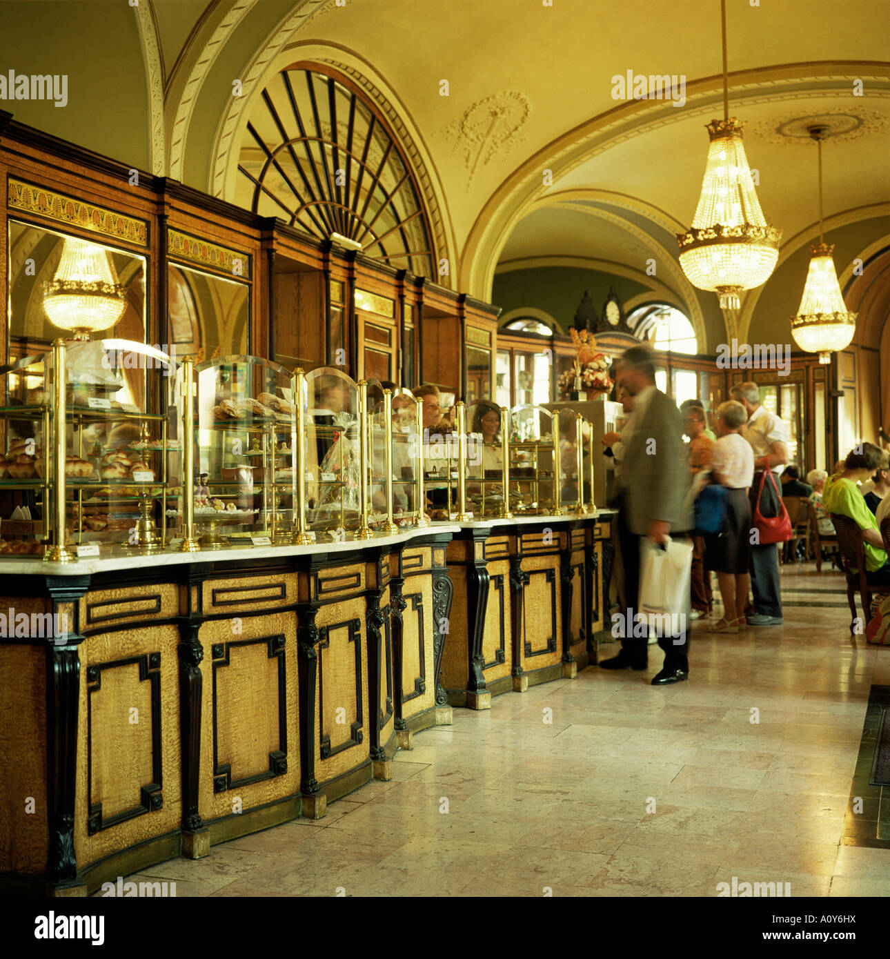 Cafe Gerbeaud Vorosmarty Terrace Budapest Hungary Europe Stock Photo