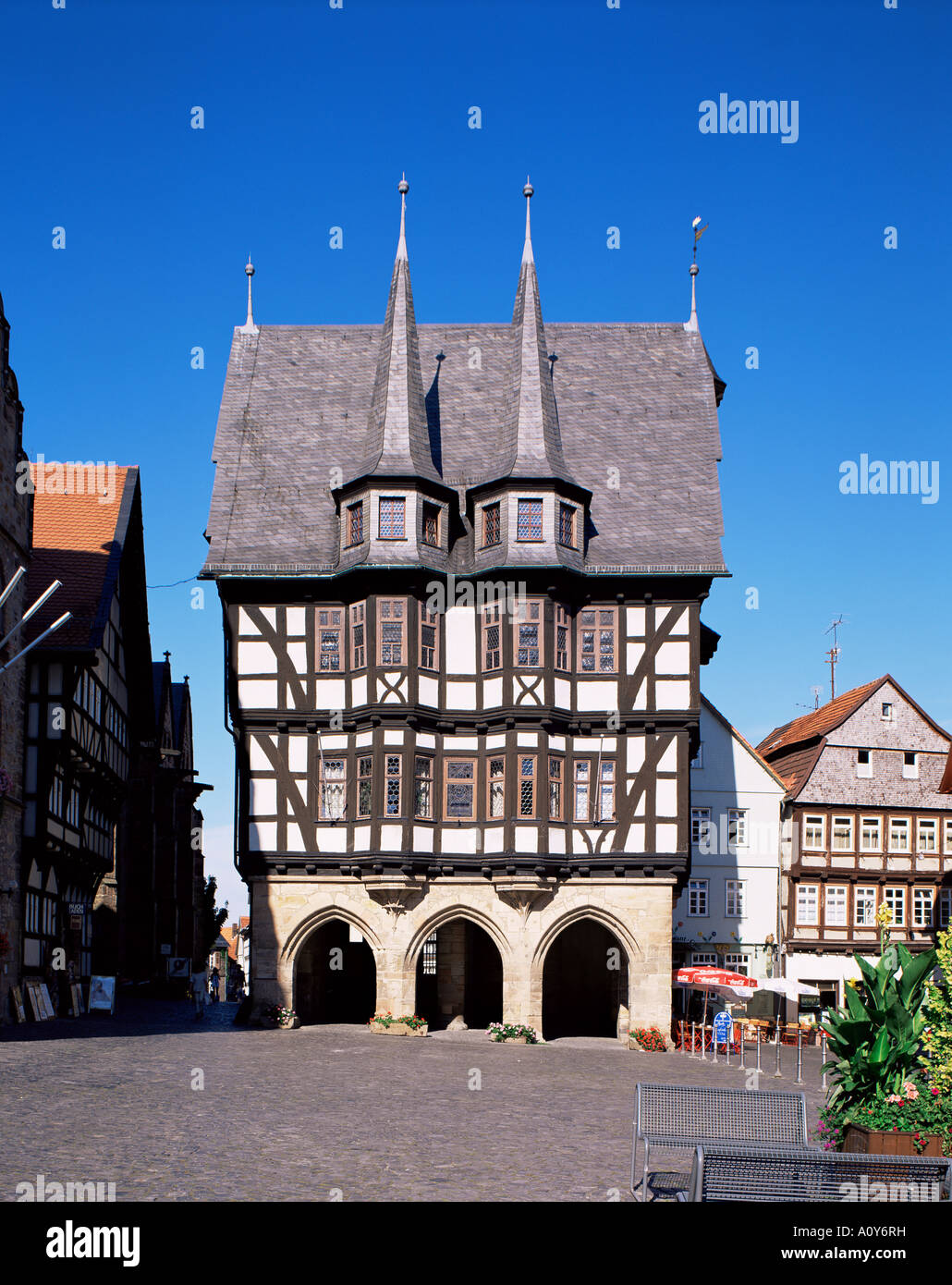 Townhall and Market Square Alsfeld Hesse Germany Europe Stock Photo