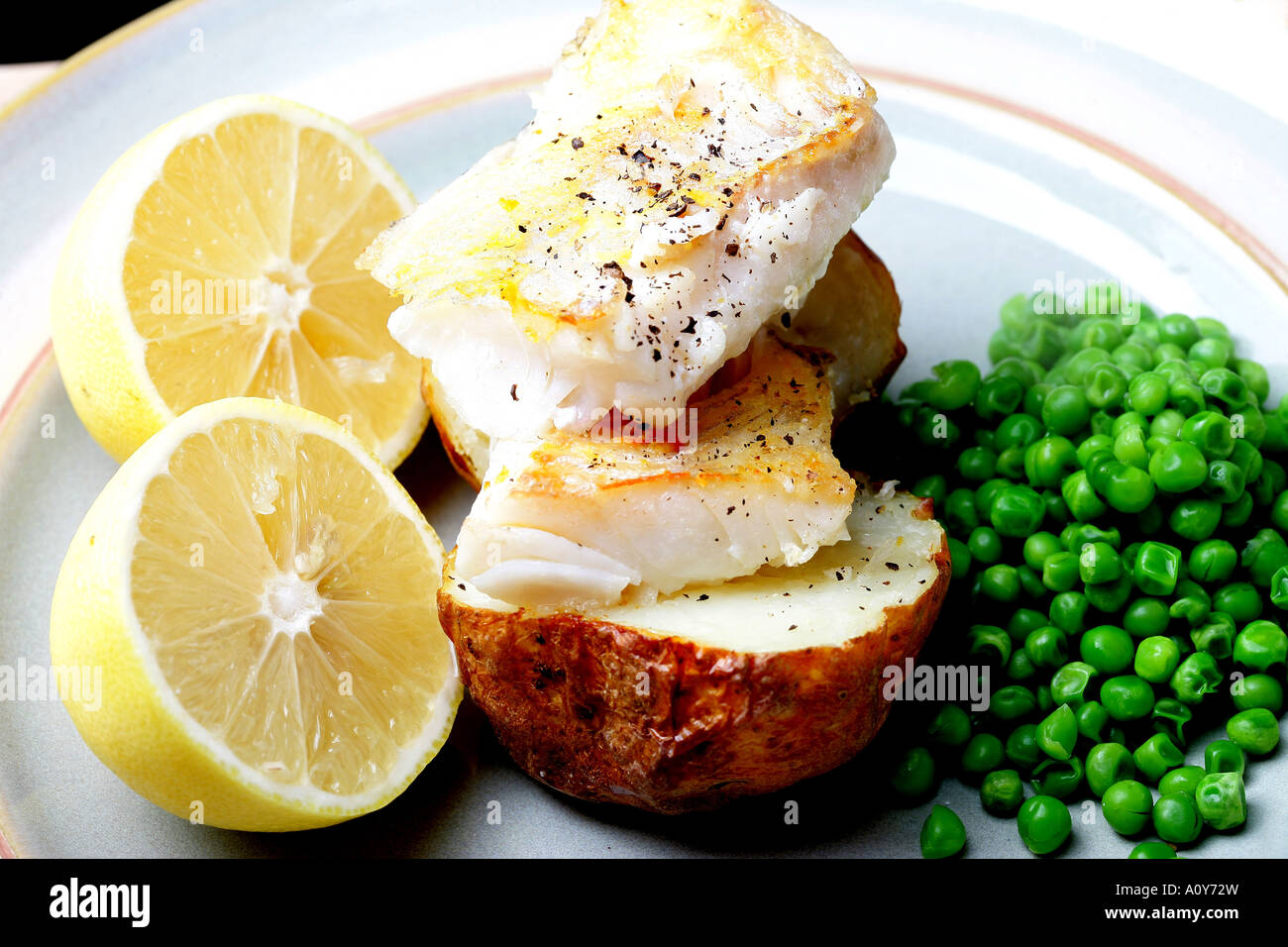 Jacket Potato with Smoked Haddock Stock Photo Alamy