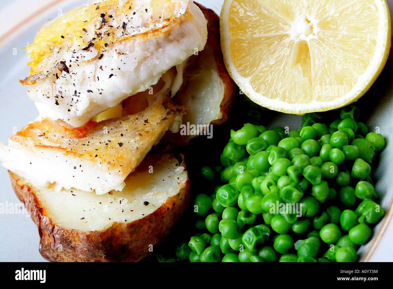 Jacket Potato with Smoked Haddock Stock Photo Alamy