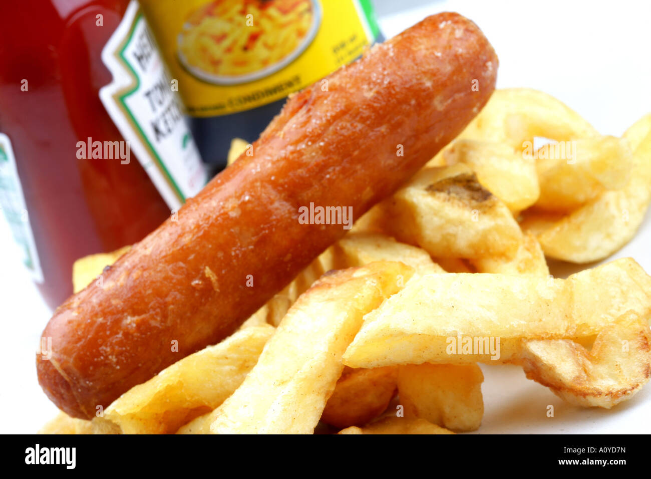 Sausage and Chips Stock Photo
