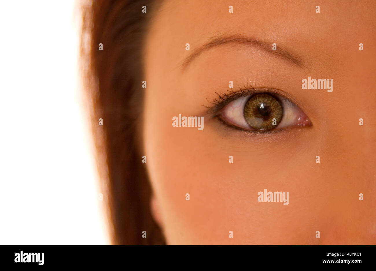 Closeup of a young girl's eye looking straight on.USA Stock Photo