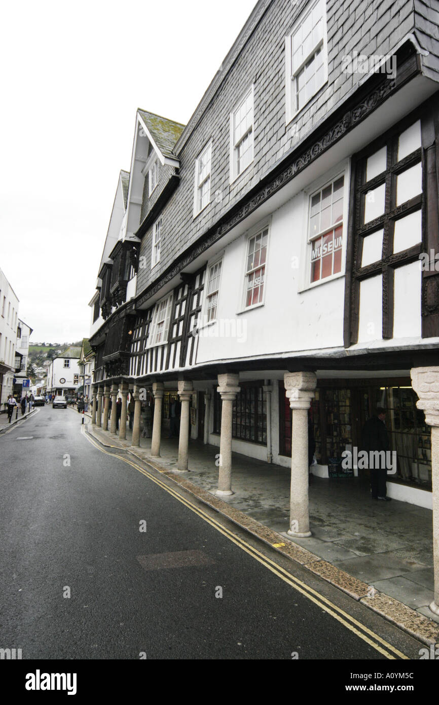 Devon England UK Dartmouth Butterwalk Museum History column Stock Photo