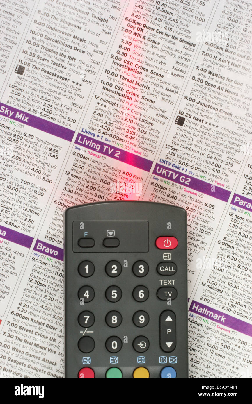 Infra Red Remote Control TV Television Guide Listing Stock Photo - Alamy