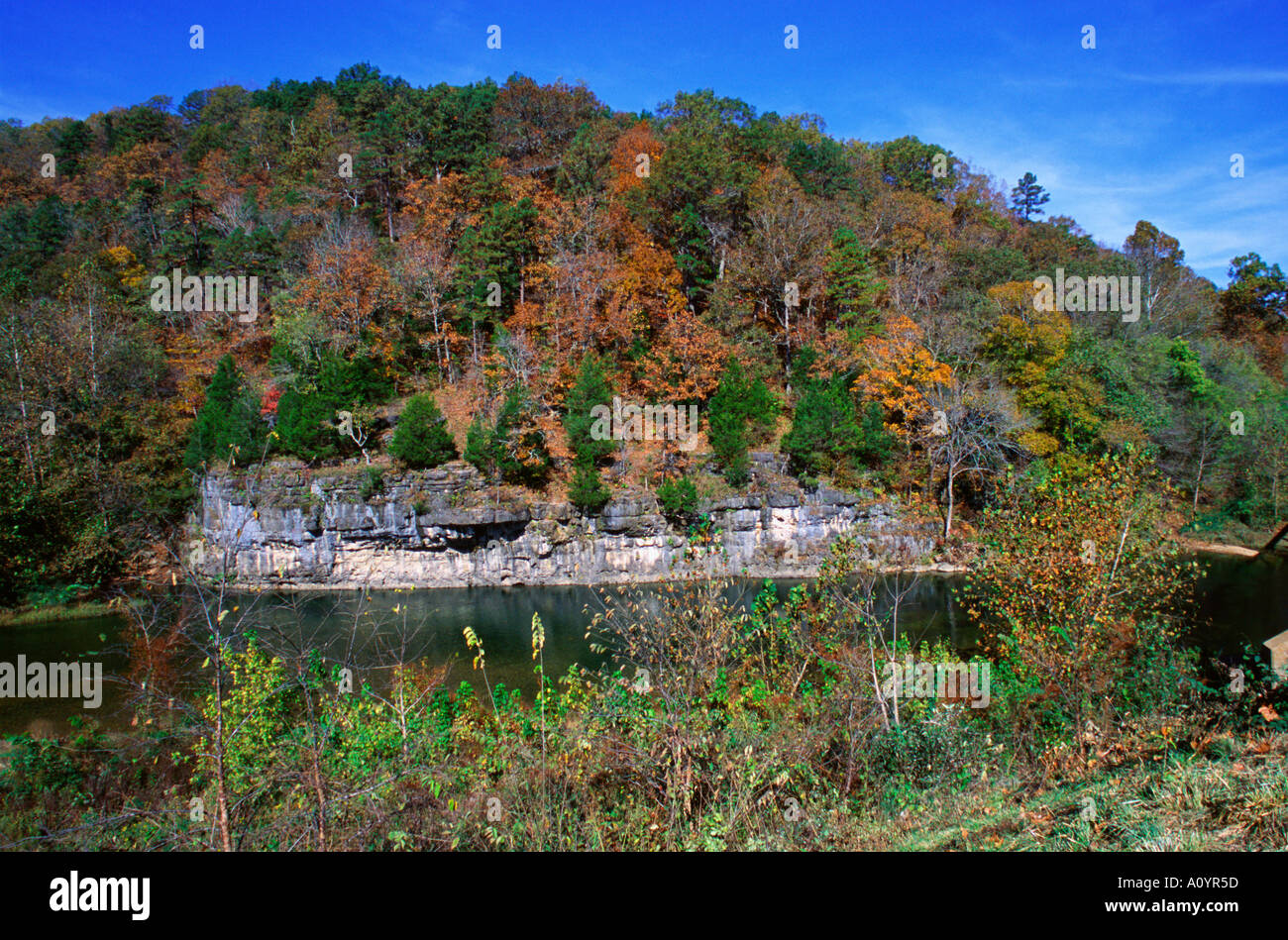 Bluffs lining the Jacks Fork river in the Ozark Mountains Stock Photo Alamy