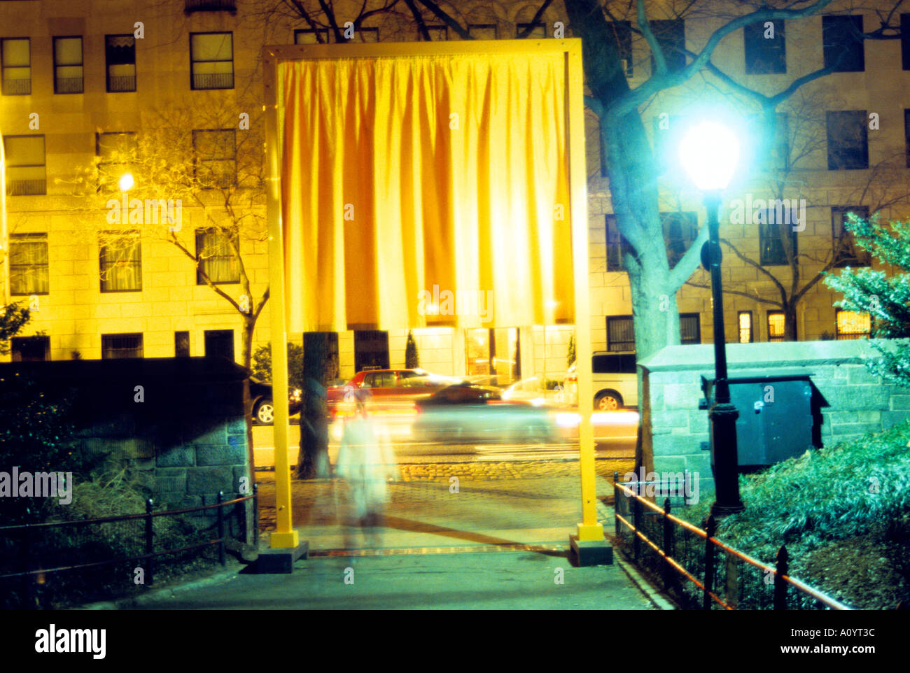 Christo and Jeanne Claudes saffron gates in Central Park New York City