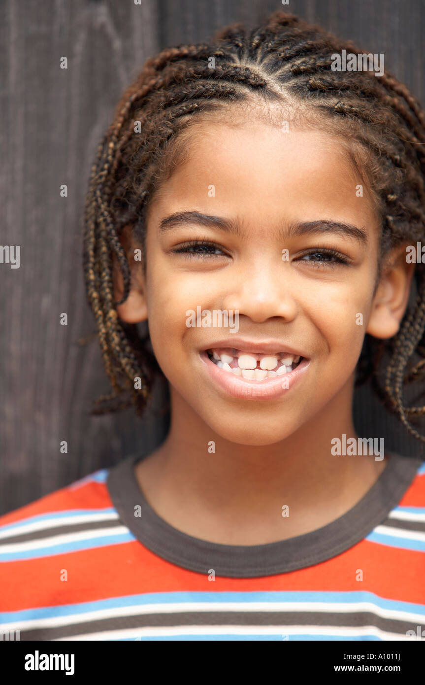 Young African boy smiling Stock Photo Alamy