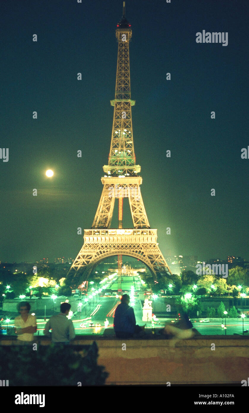 Eiffel Tower at night Paris France Stock Photo Alamy