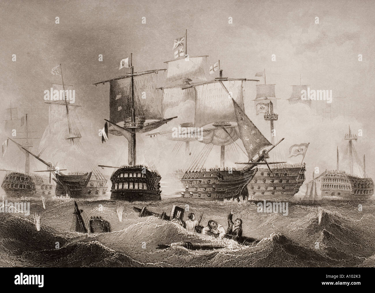 The Battle of Trafalgar, October 21 1805. Stock Photo