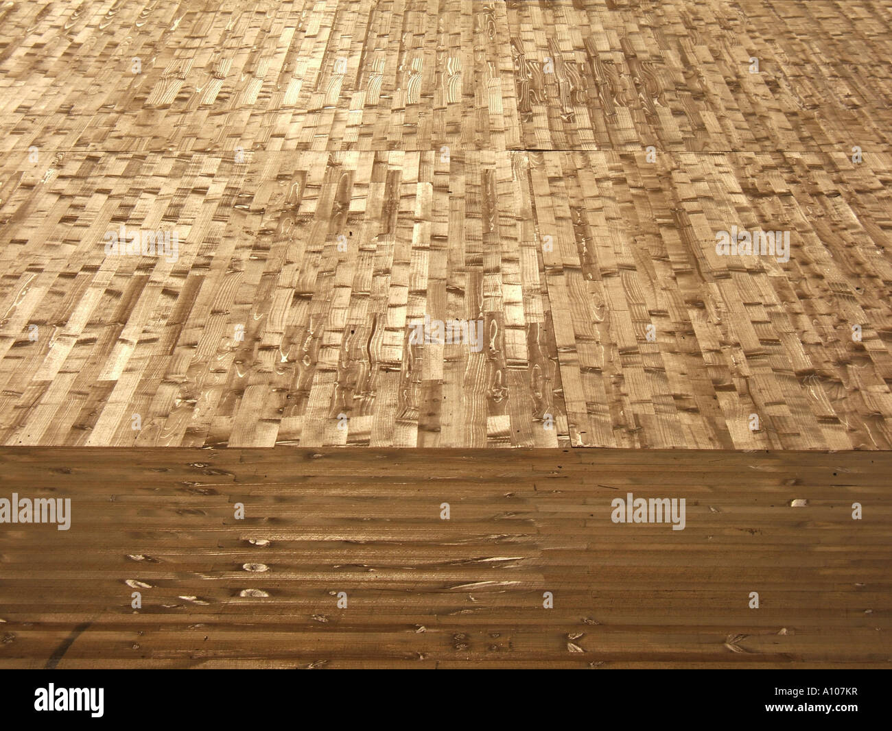 empty wooden floor base foundation under construction Stock Photo