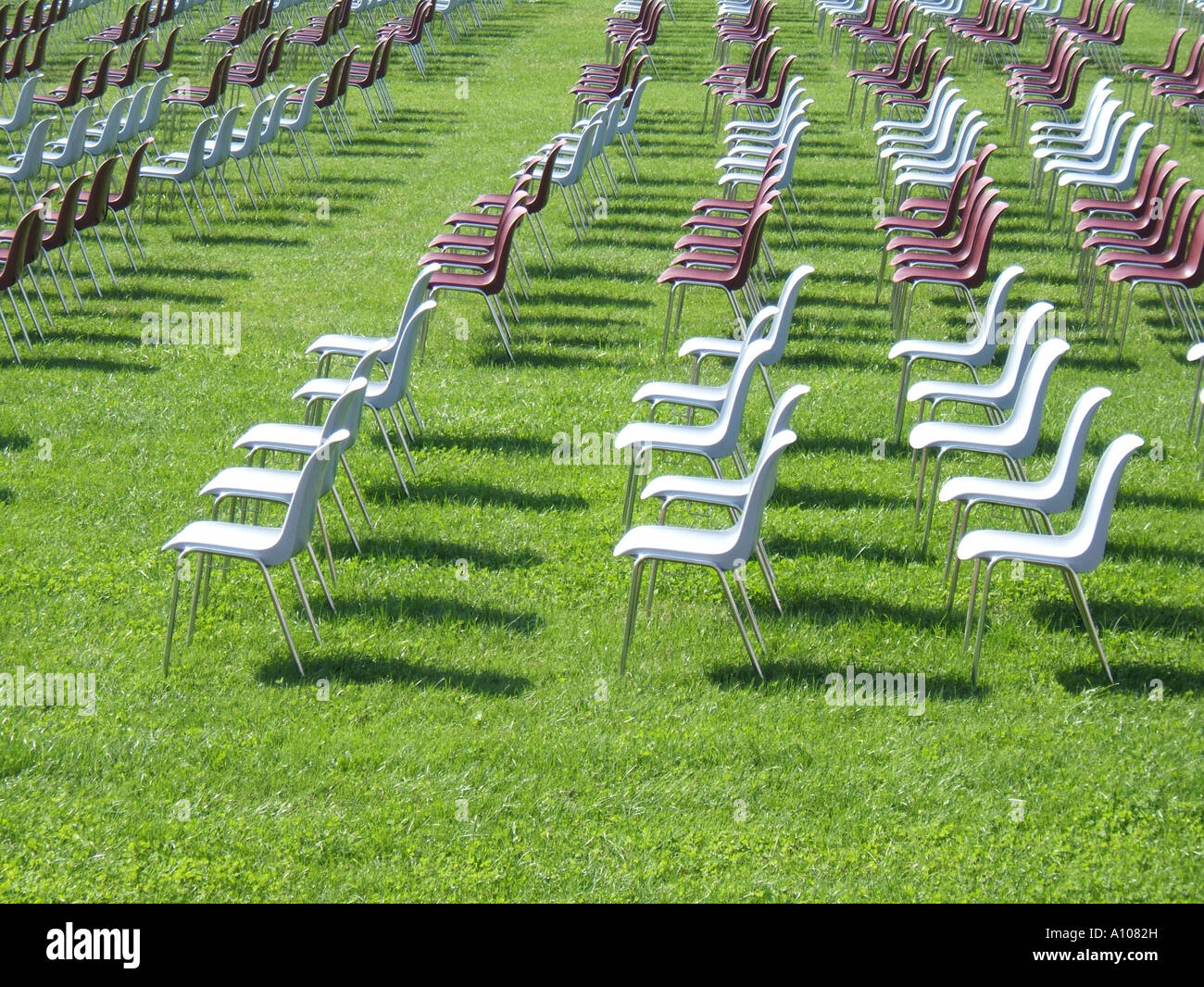 many chairs in field Stock Photo Alamy