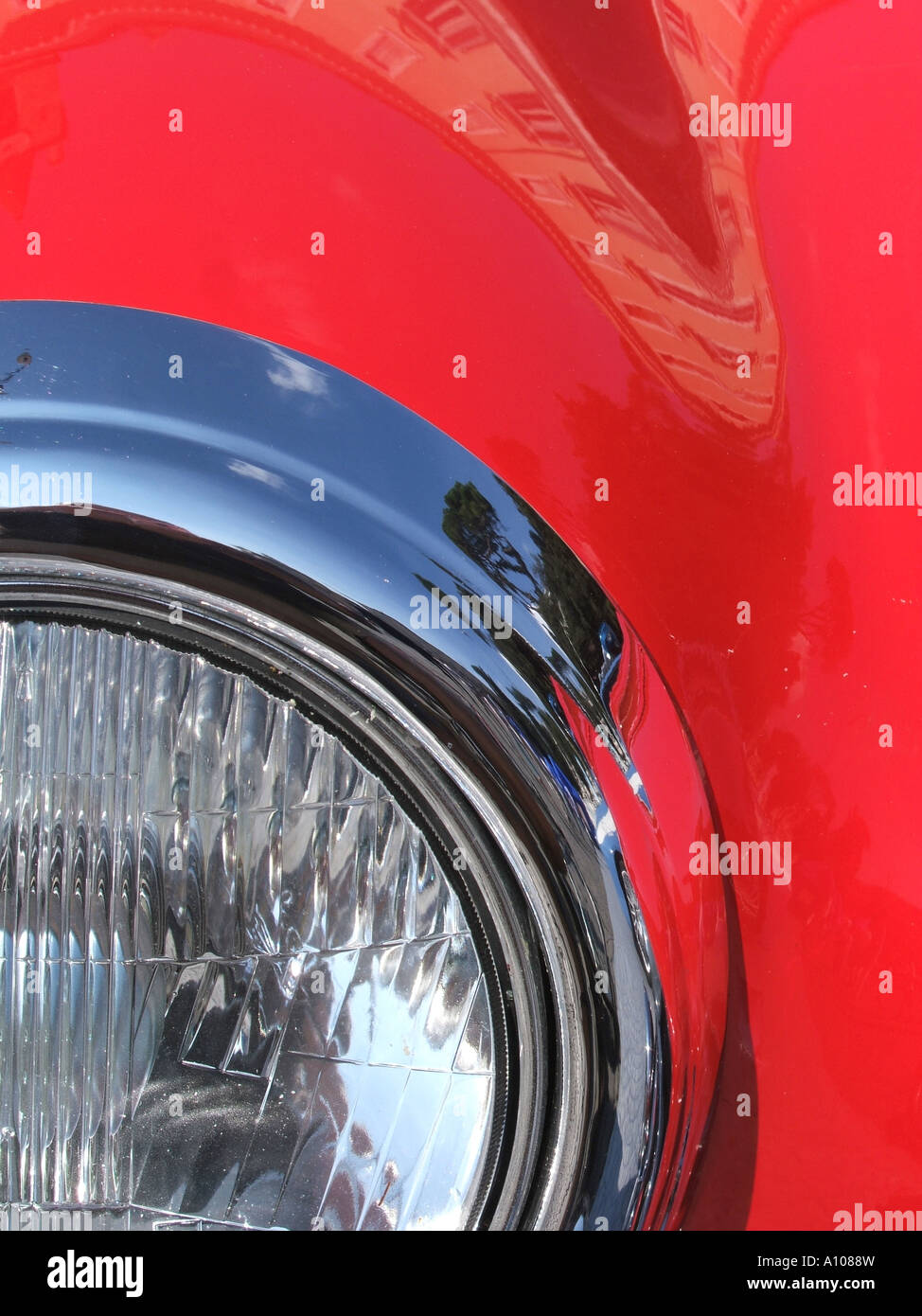 detail of red classic mercedes benz car Stock Photo