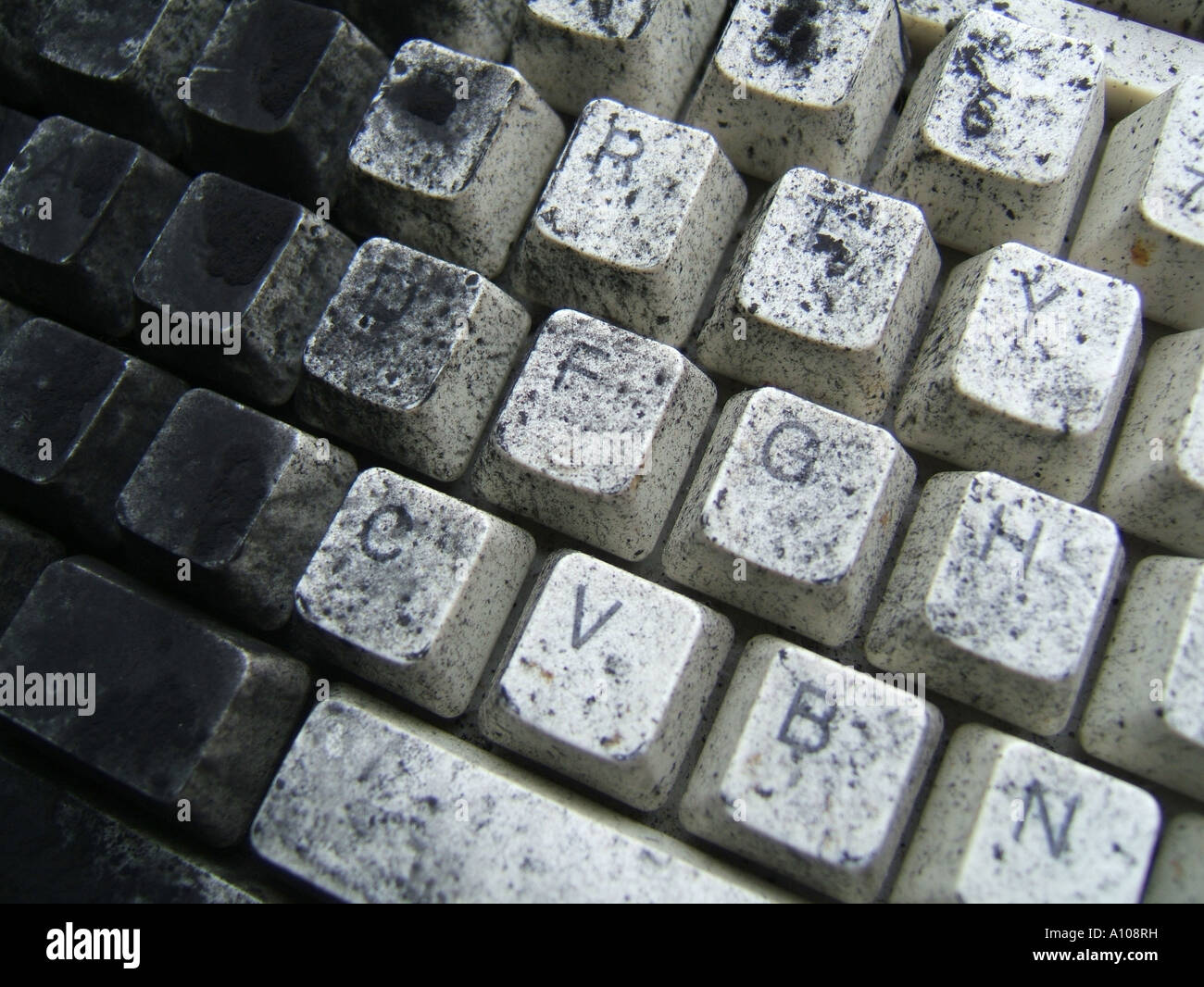 computer keyboard covered with black photocopier toner ink Stock Photo -  Alamy