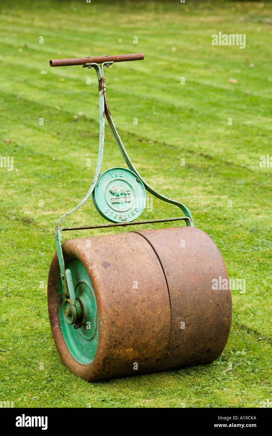 garden roller leaving stripes on a lawn Stock Photo Alamy