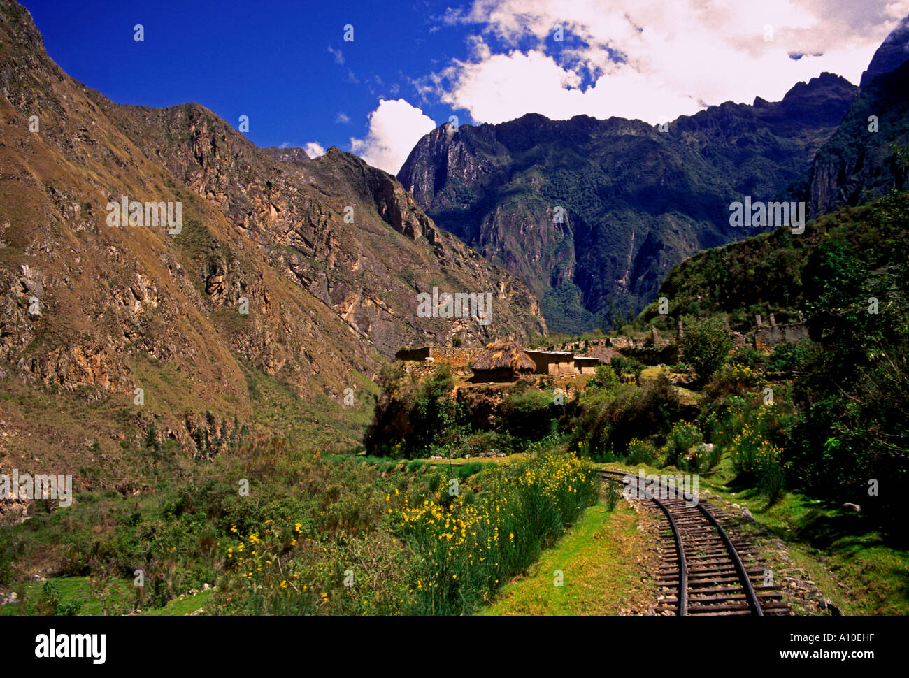 Narrow Gauge Railway Urubamba River Valley Between Cuzco And Machu