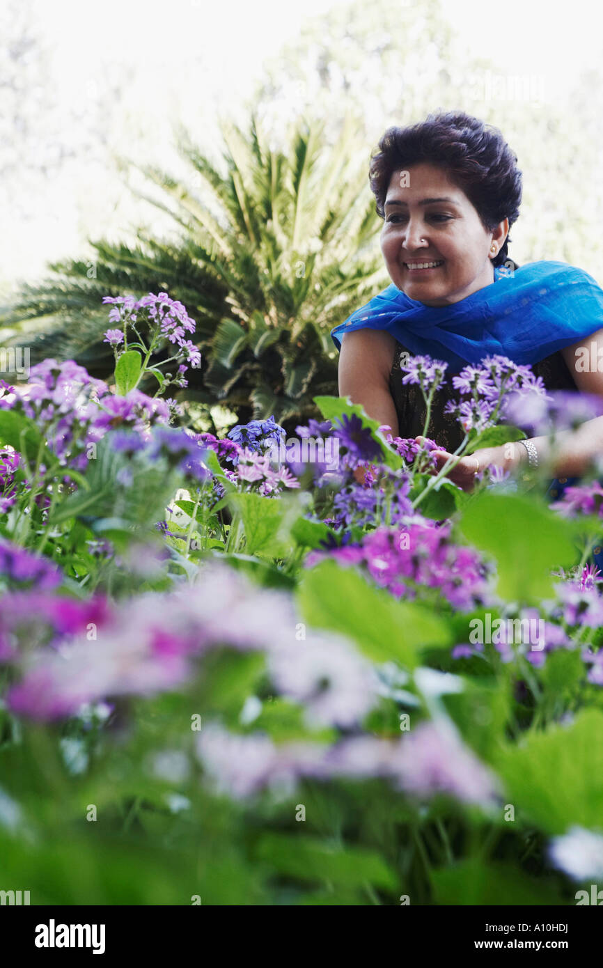 Close-up of a mature woman gardening Stock Photo - Alamy