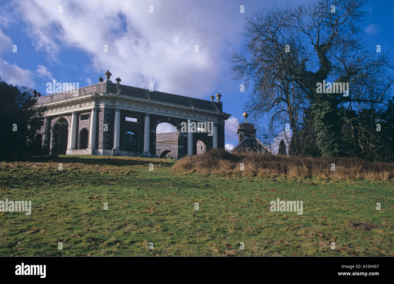 Dashwood Mausoleum at West with Golden Ball on tower of The