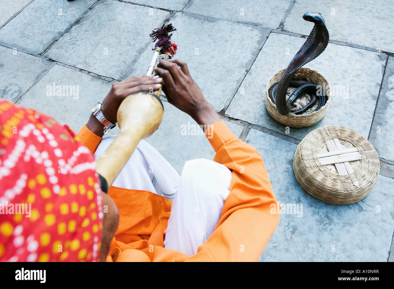 Snake charmer playing flute hires stock photography and images Alamy