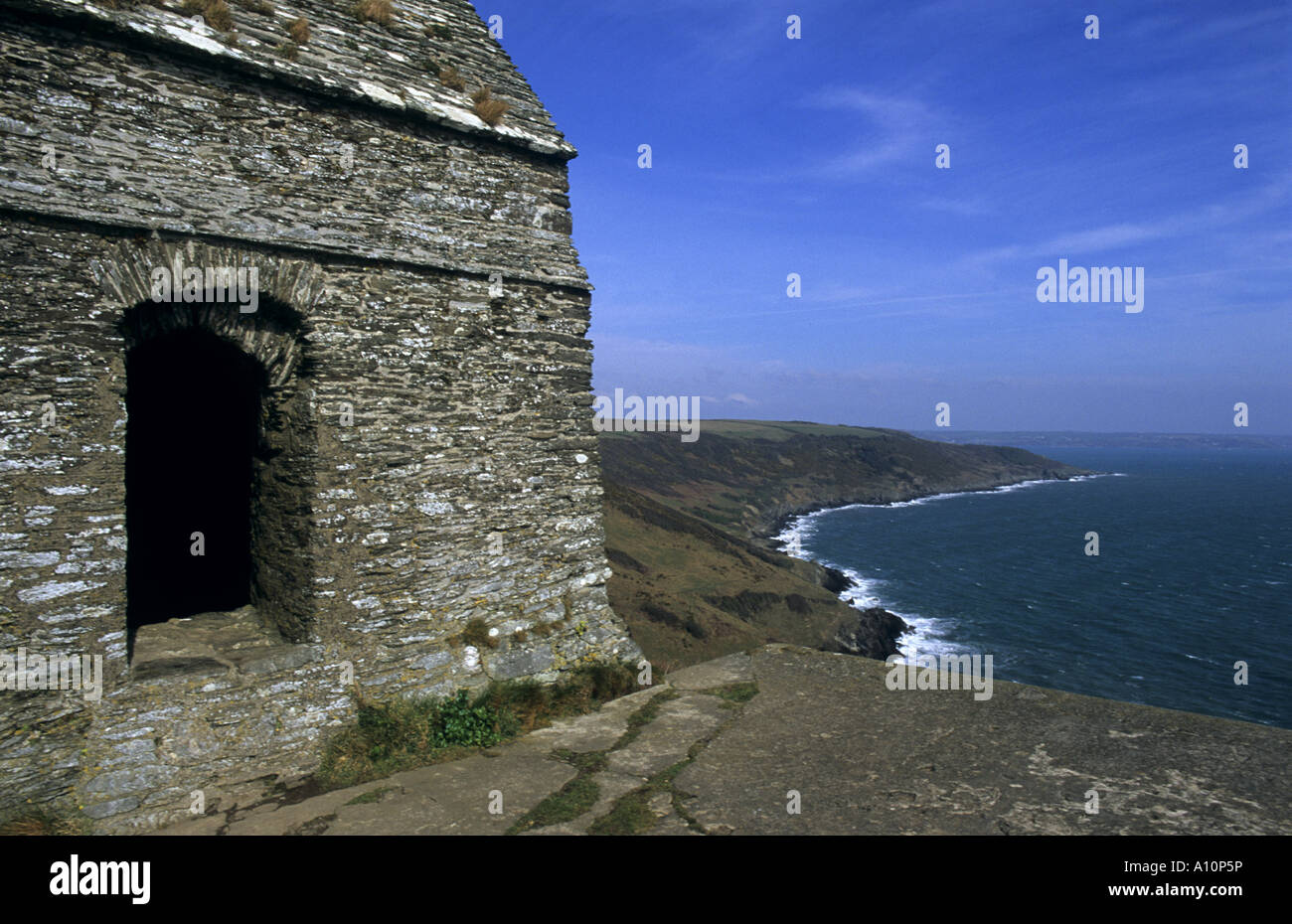 the chapel at rame head dedicated to St Michael cornwall Stock Photo