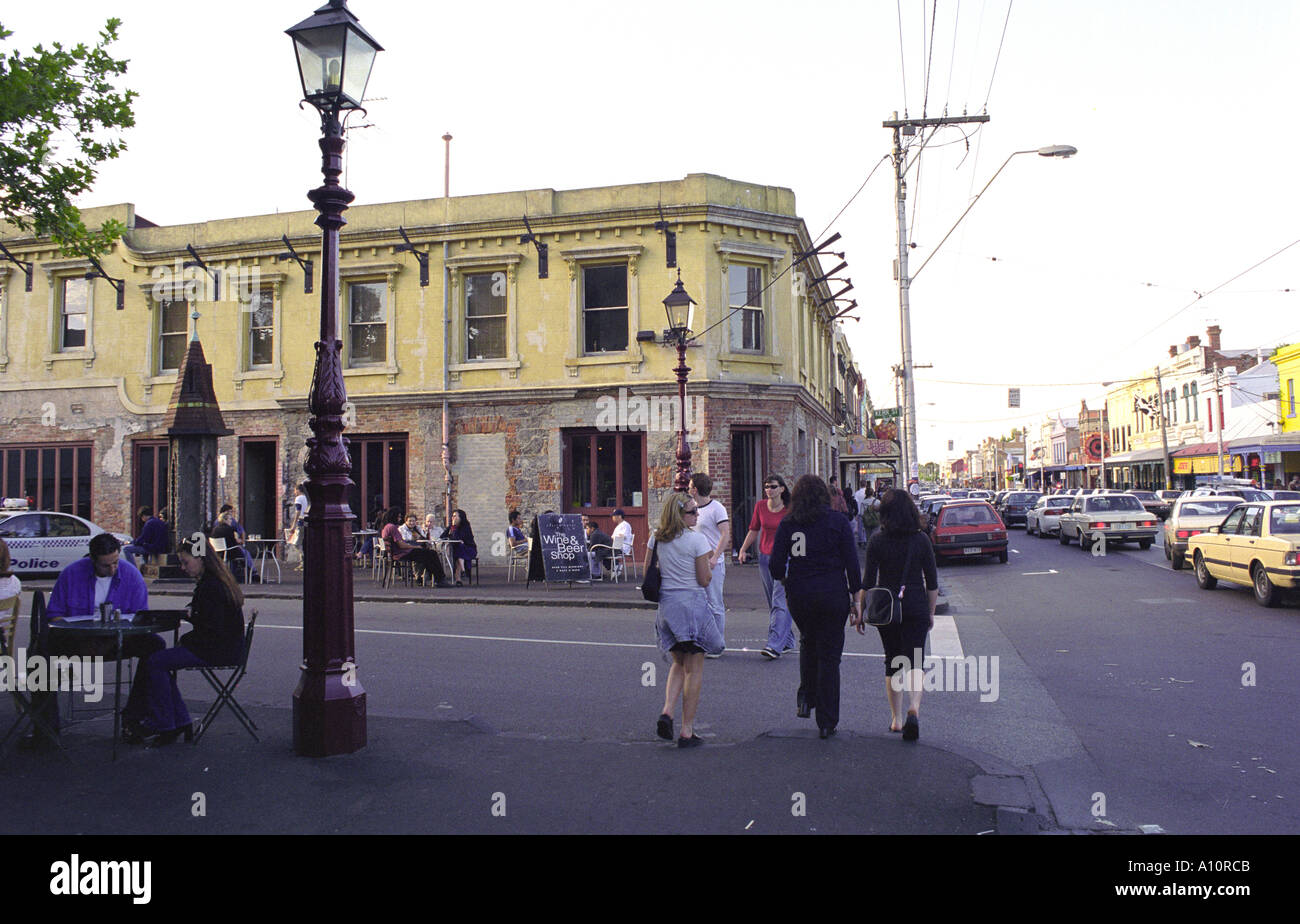 Street szene in Brunswick Street, Melbourne Stock Photo