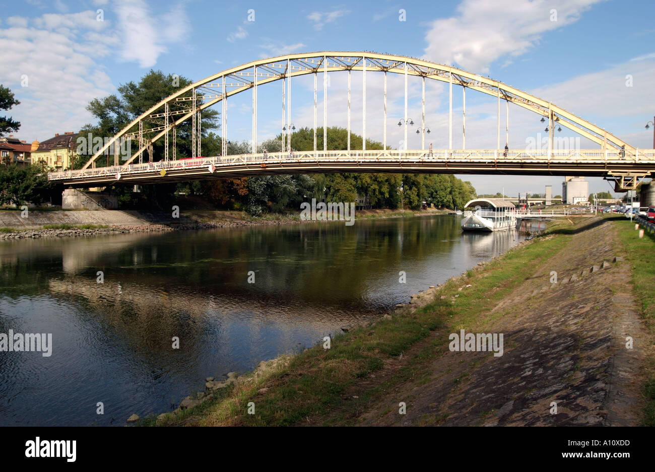 Hungary Györ Bridge Kossuth on River Mosoni Duna Stock Photo