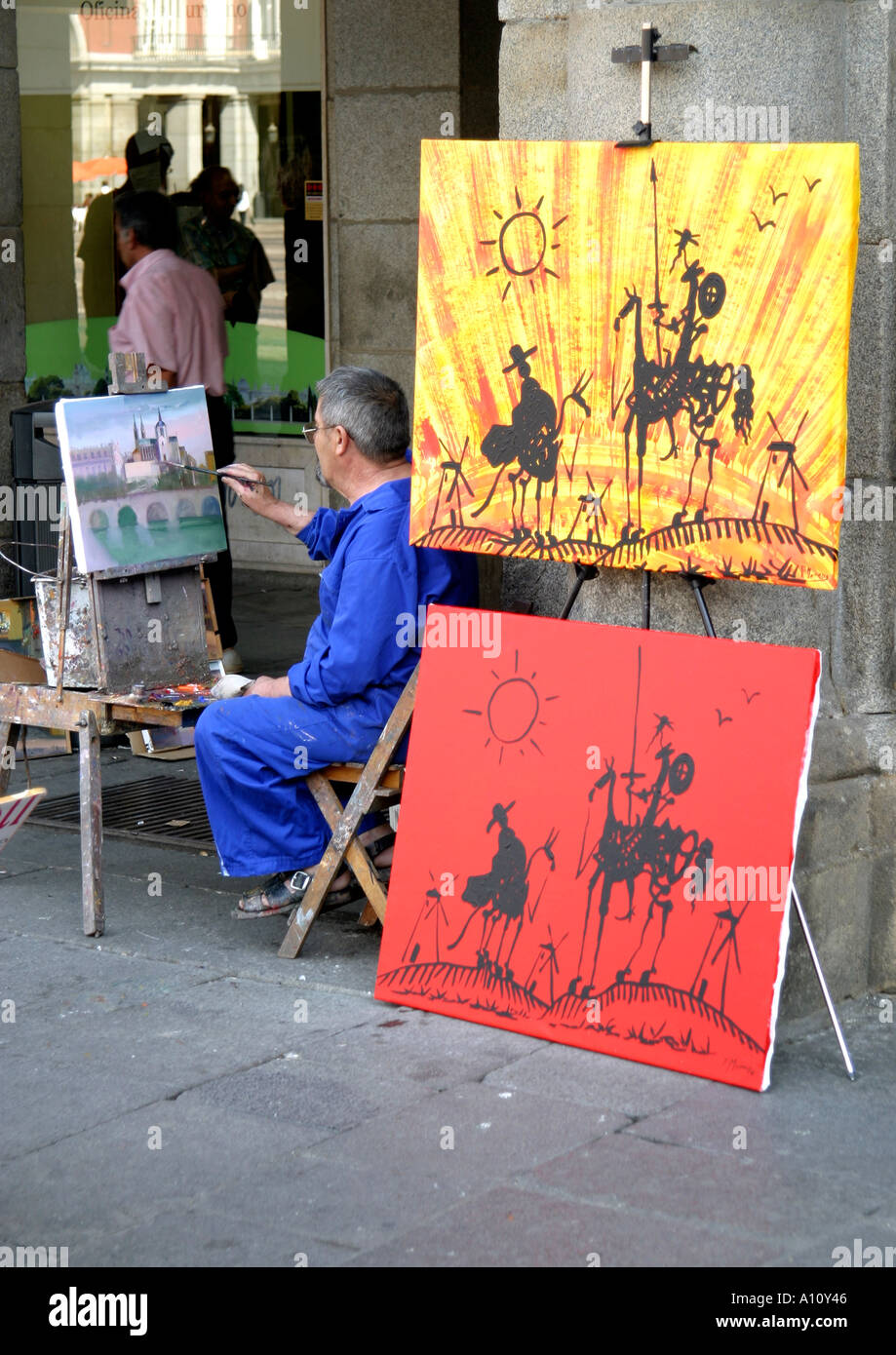 Spain Madrid Plaza Mayor Street Painter Painting Art Stock Photo - Alamy