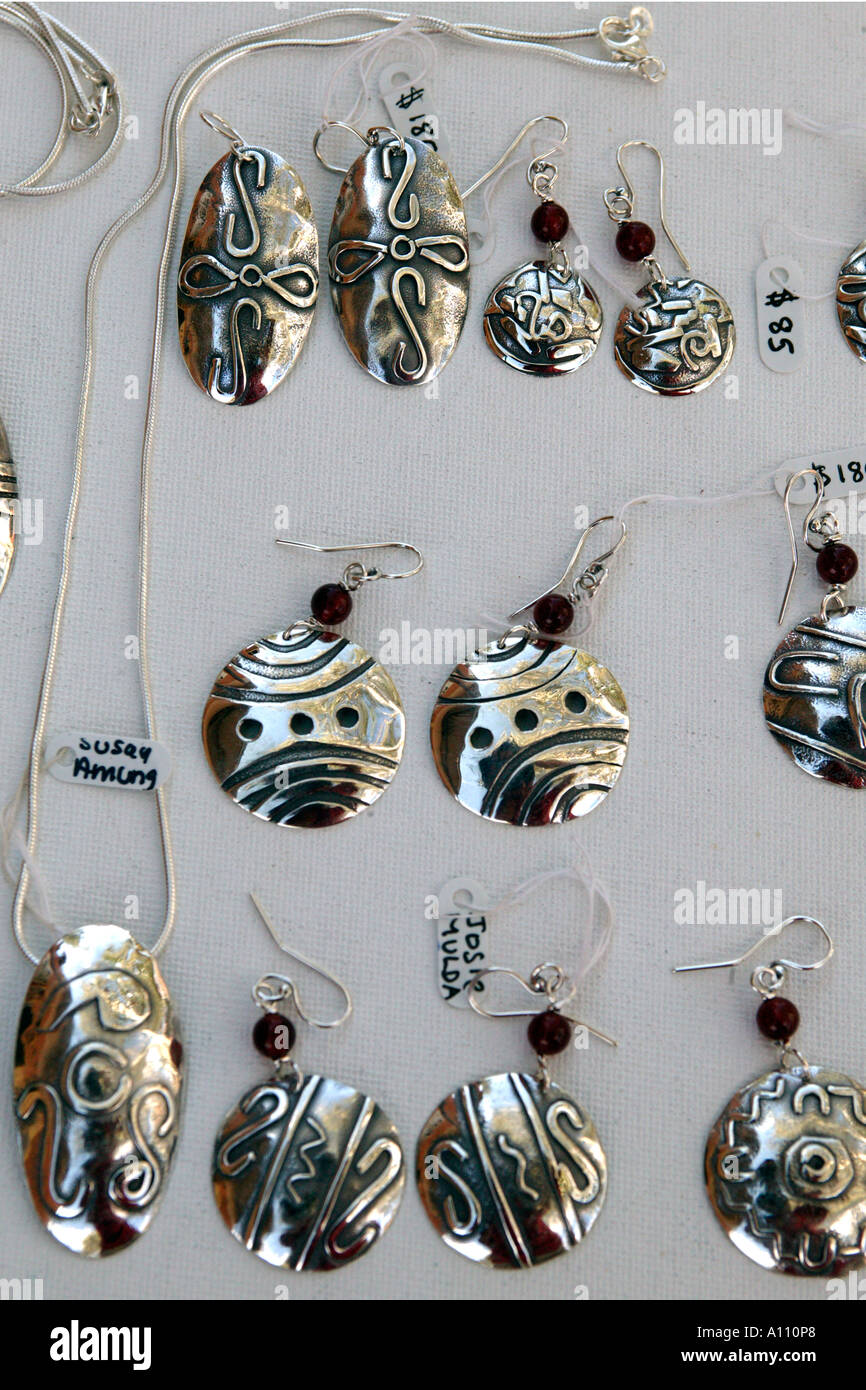 Silver jewellery made by aboriginal artists, Titjikala, near Alice