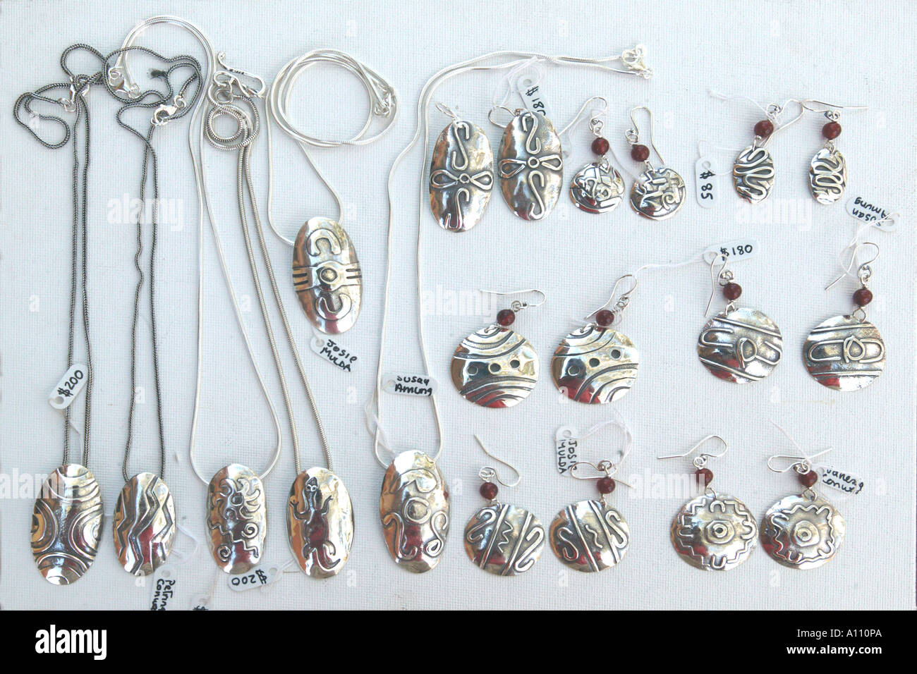 Silver jewellery made by aboriginal artists, Titjikala, near Alice 