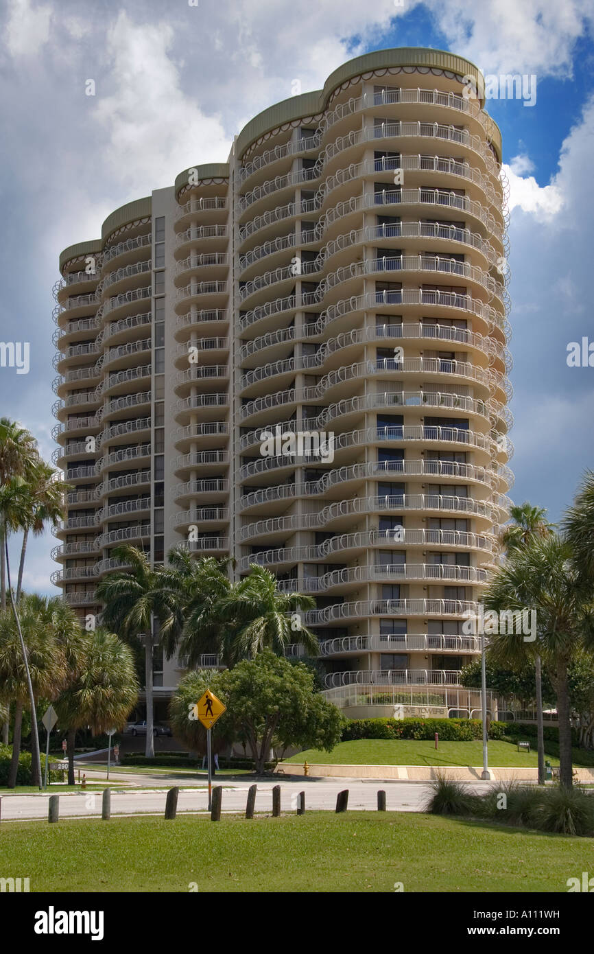 an unusual multistory apartment building on Bayshore Drive in Coconut