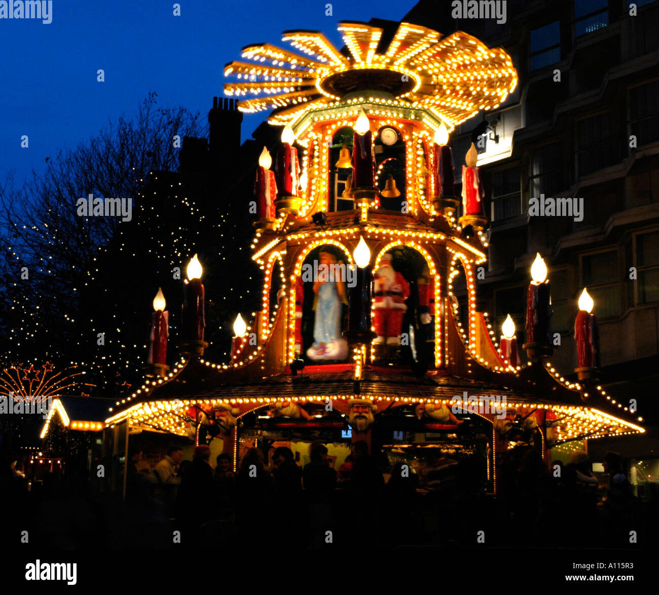 German Christmas market beer stall in street Birmingham U K Stock Photo