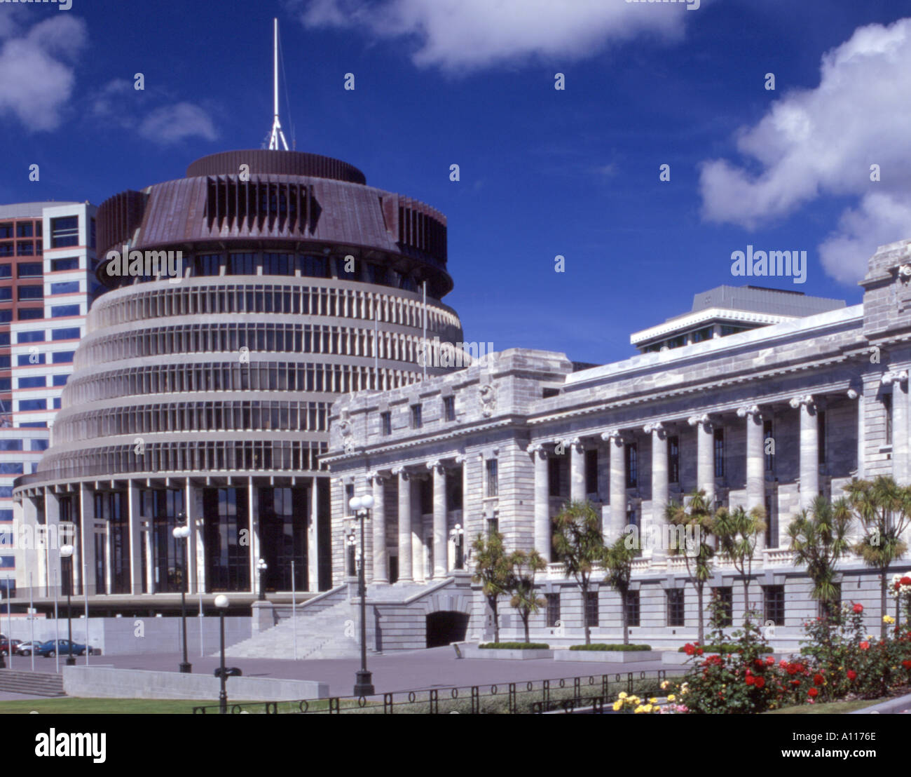 New Zealand Wellington Parliament Beehive Stock Photo