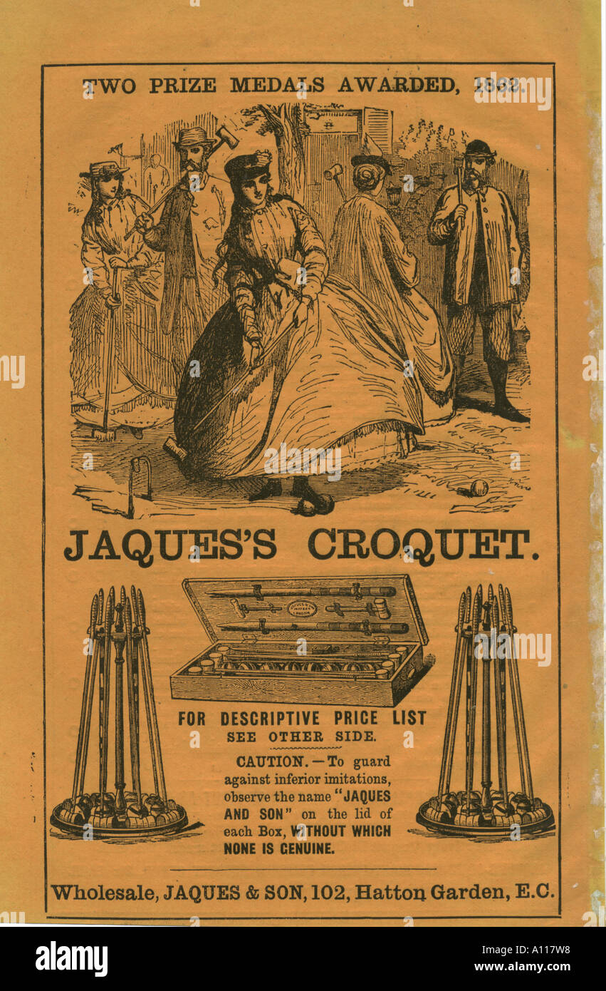 Advertisement for Jaques's Croquet sets circa 1866 Stock Photo