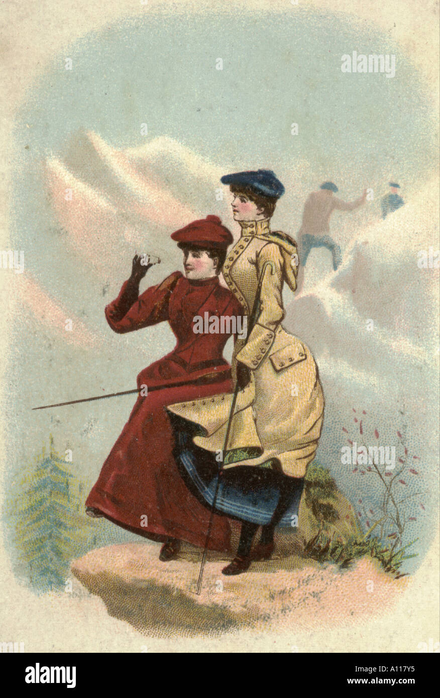 Lady alpine walkers circa 1890 Stock Photo