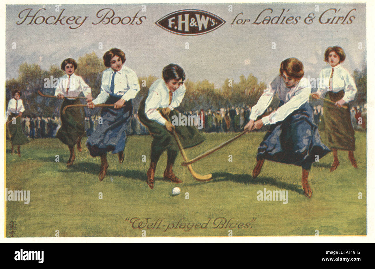 Hockey Boots for Ladies & Girls, Freeman, Hardy & Willis advertisement circa 1910 Stock Photo