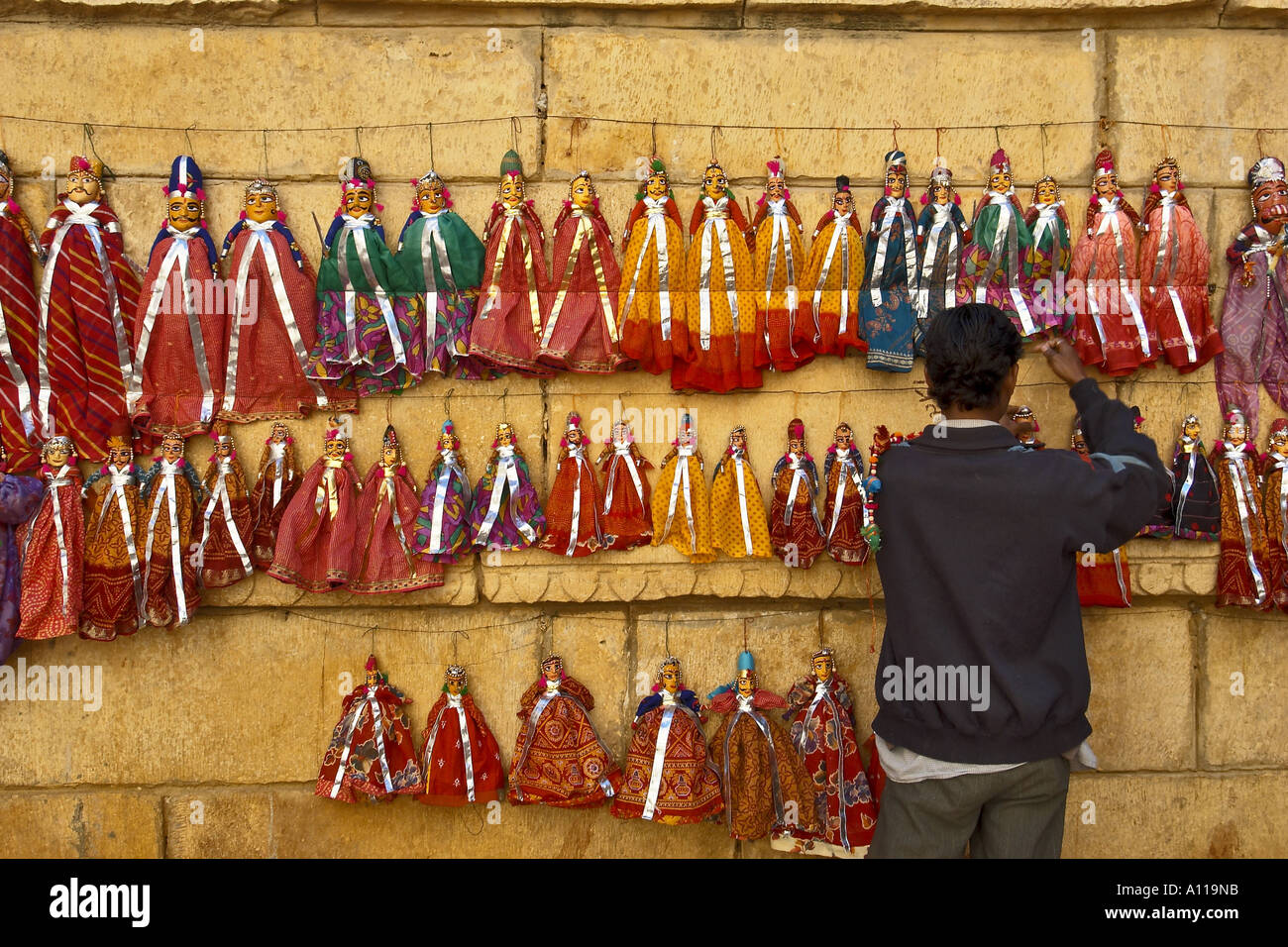 Puppet vendor, Jaisalmer, Rajasthan, India, Asia Stock Photo Alamy