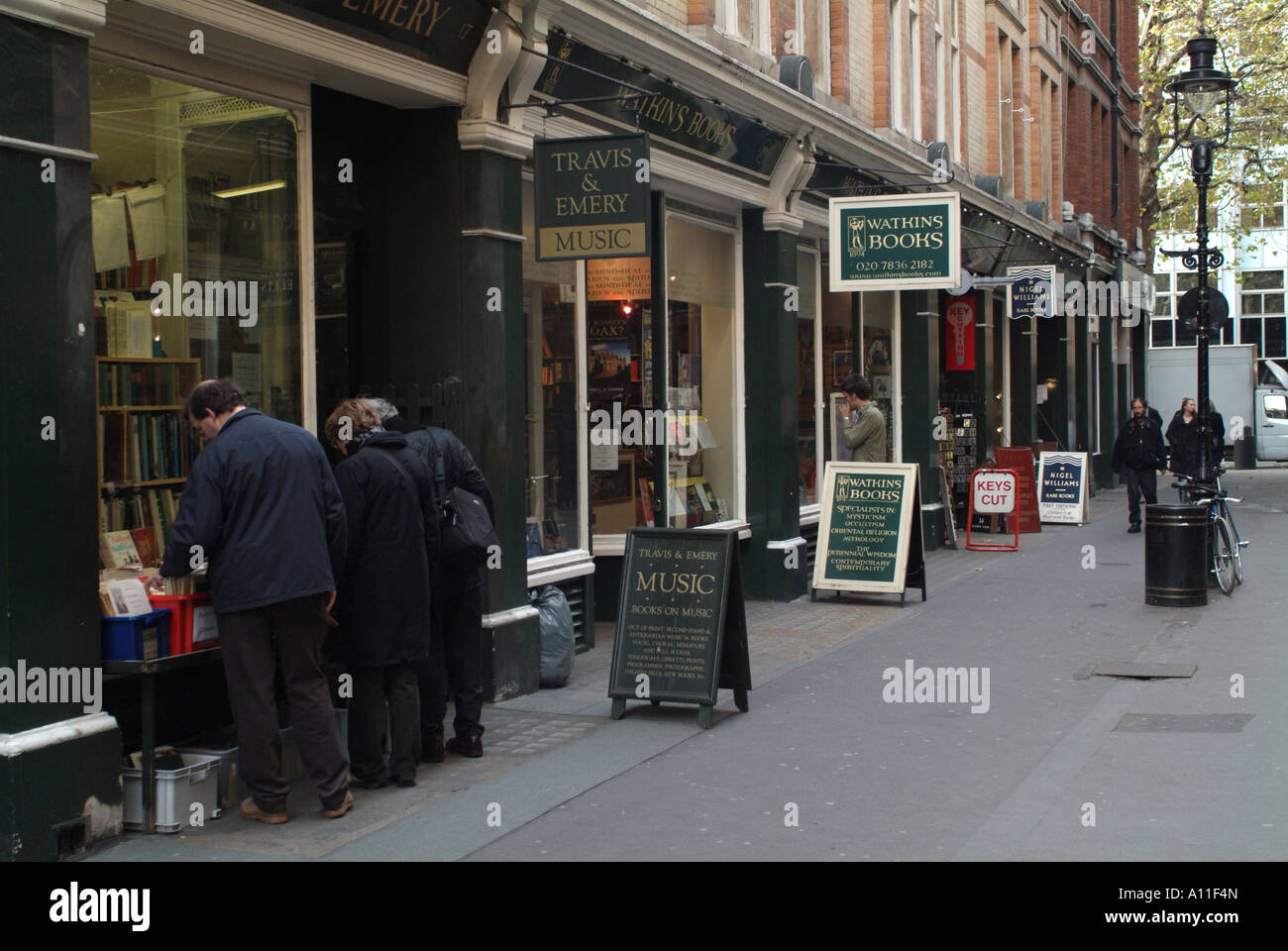 Bookshops in Cecil Court off the Charing Cross Road, London Stock Photo