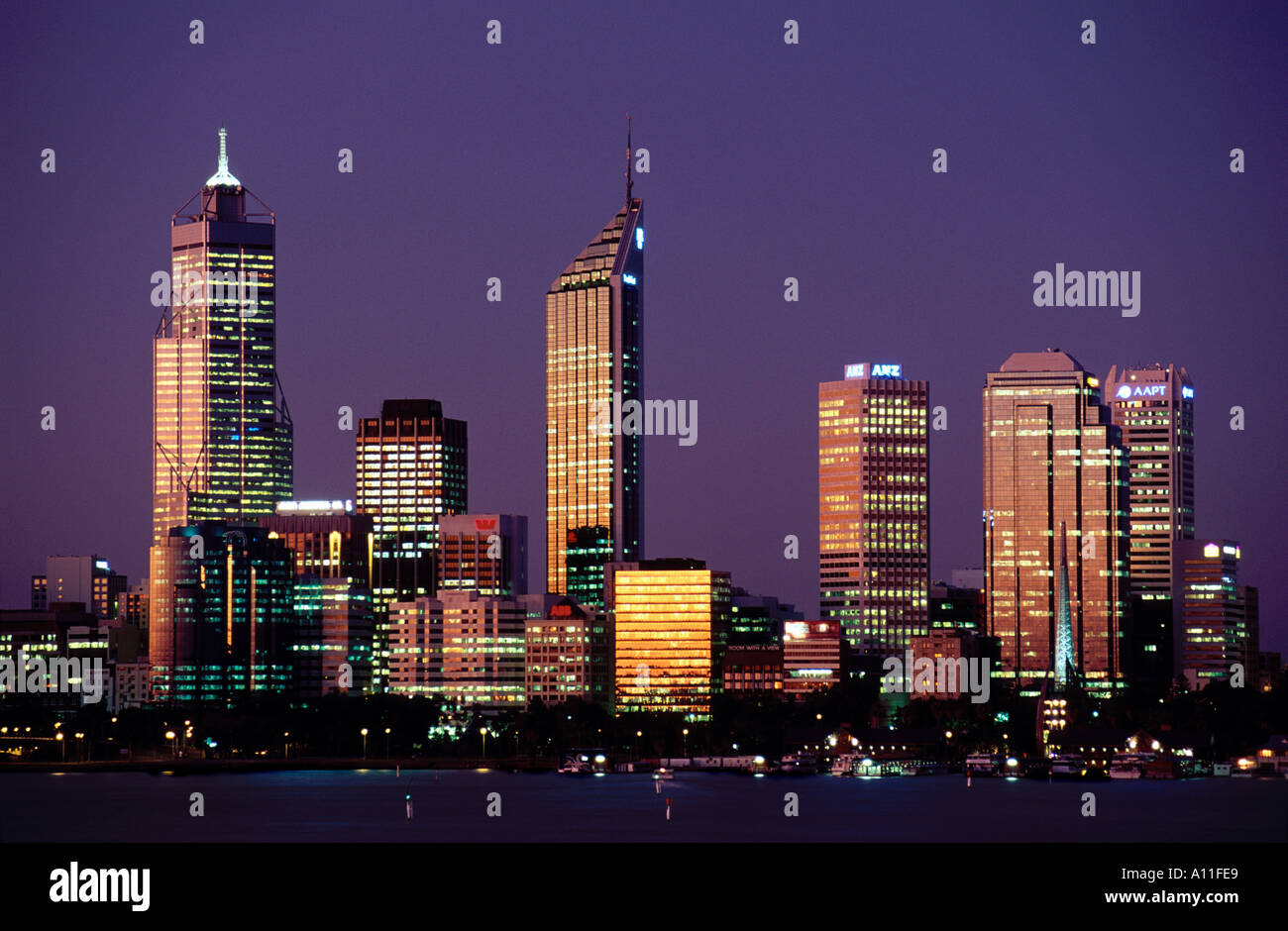 Perth skyline at dusk Western Australia Stock Photo
