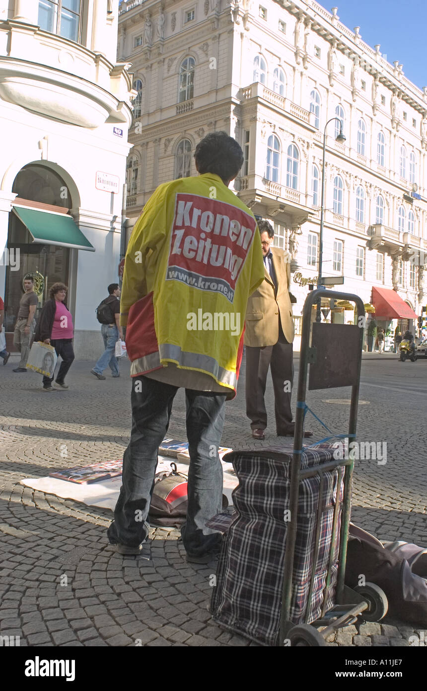 2004 Vienna Austria A newspaper and magazine vendor in downtown Vienna