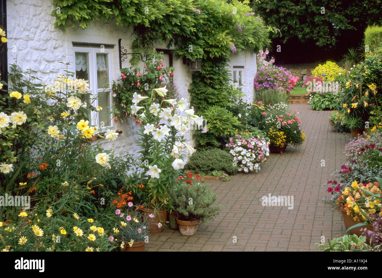 Brick Patio, English traditional, classic, summer, country Cottage
