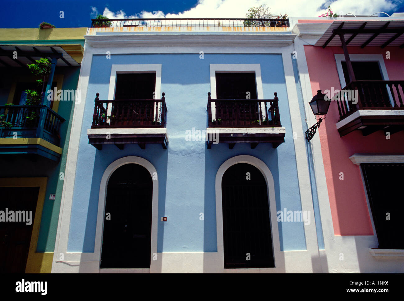 home, house, apartments, residence, historic district, Old San Juan, San Juan, Puerto Rico Stock Photo