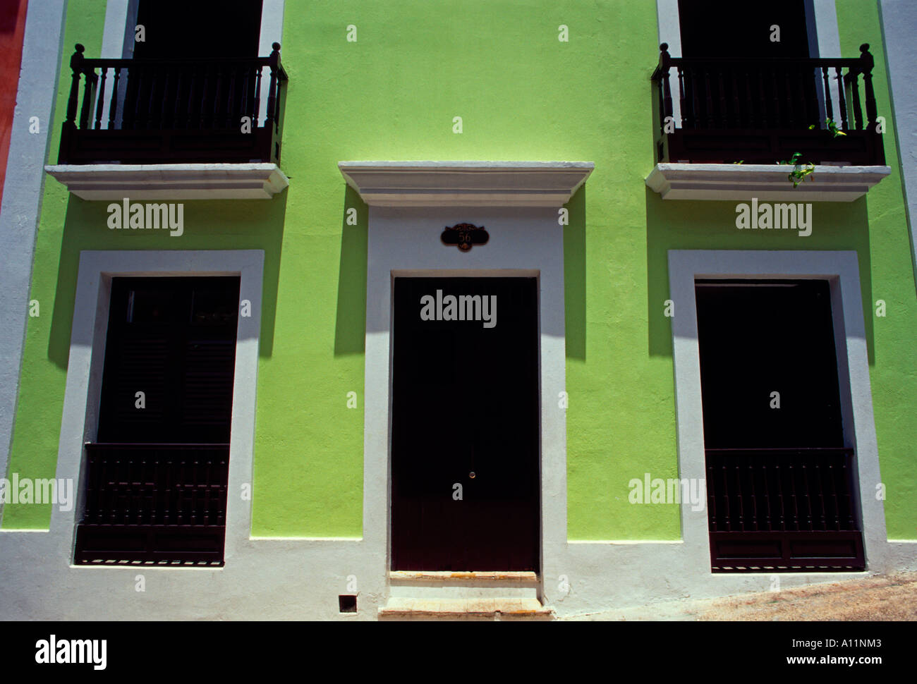 home, house, apartments, residence, historic district, Old San Juan, San Juan, Puerto Rico Stock