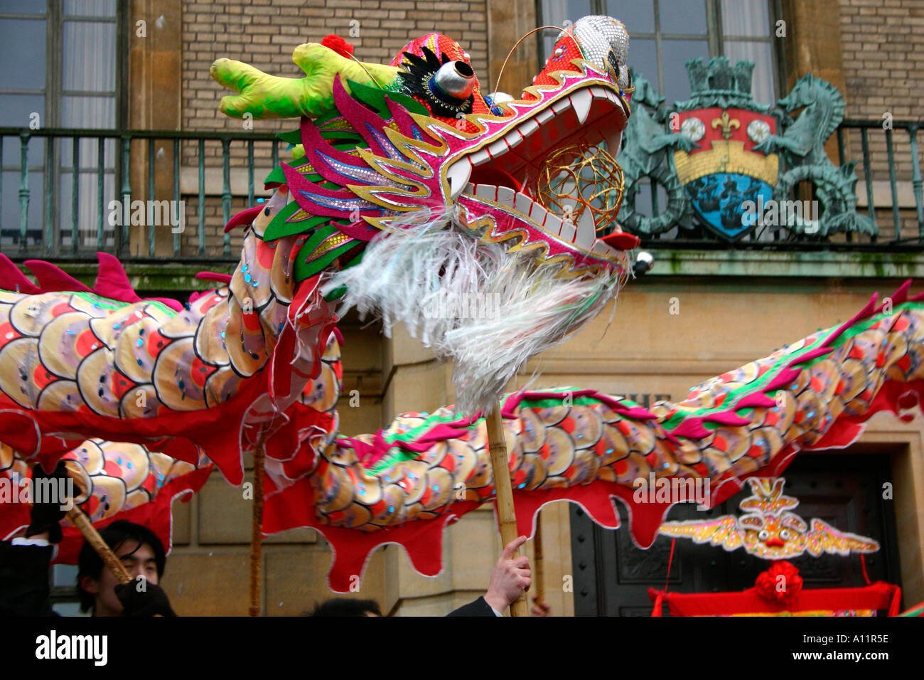 Chinese Dragon Dance, Cambridge, England. Stock Photo