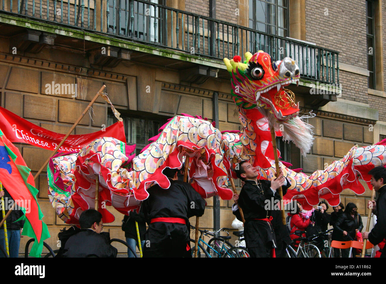 Chinese New Year Dragon Dance in Cambridge, England. Stock Photo