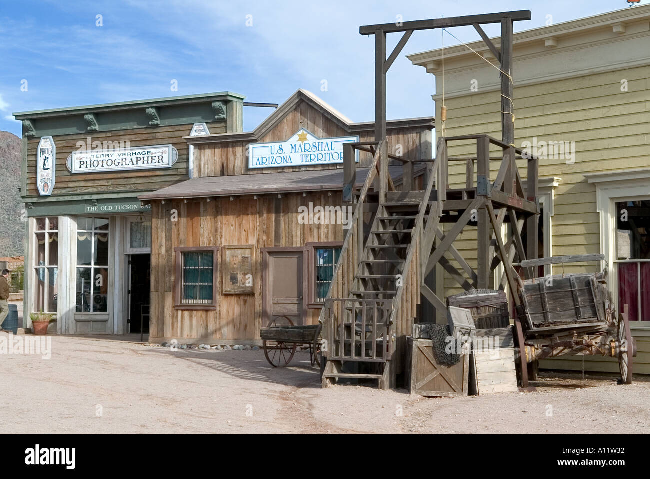 US Marshall s office and photographer at Old Tucson Studios Stock Photo