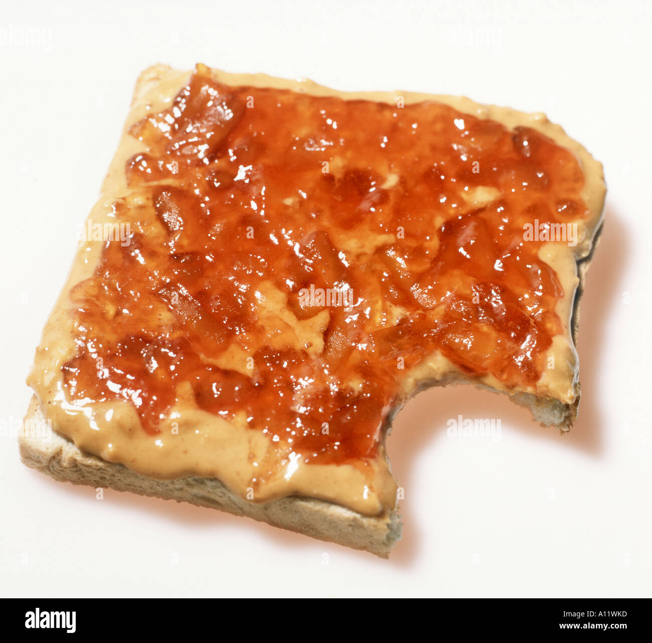 peanut butter sandwich with jam jelly Stock Photo Alamy