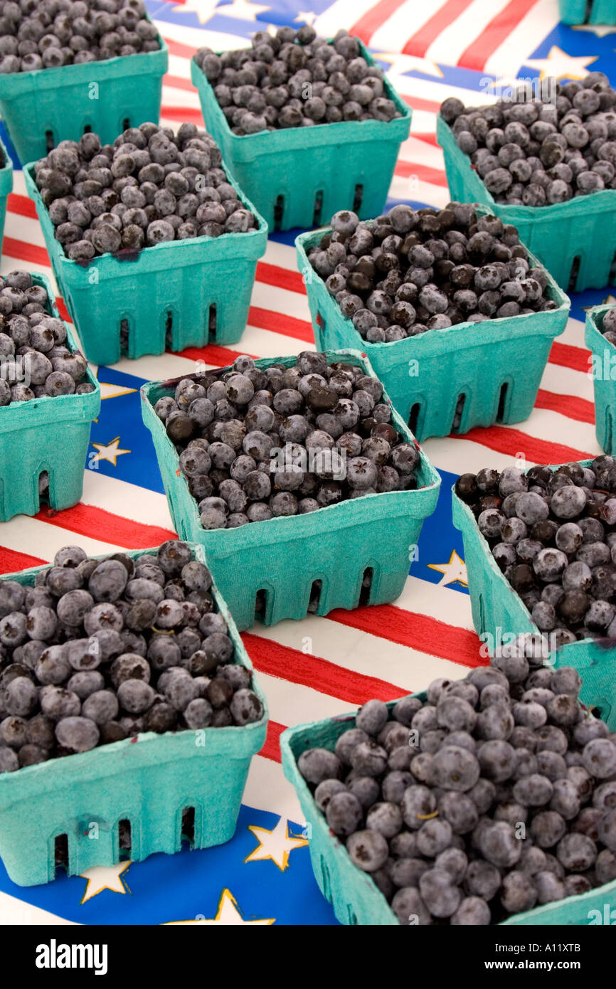 Blueberries for sale at an outdoor market on the Oregon coast Stock