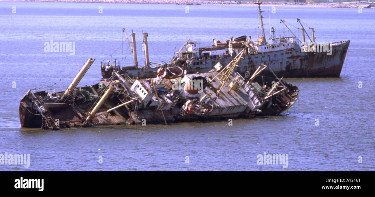 Uruguay Montevideo shipwrecks Stock Photo