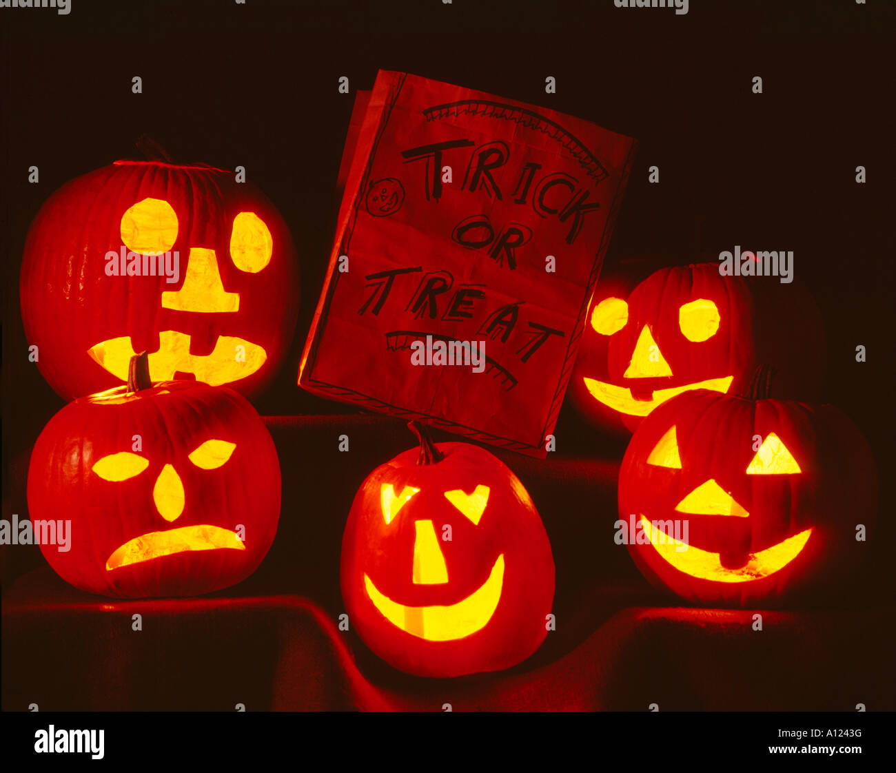 Jack O Lanterns prepare for Halloween Stock Photo Alamy