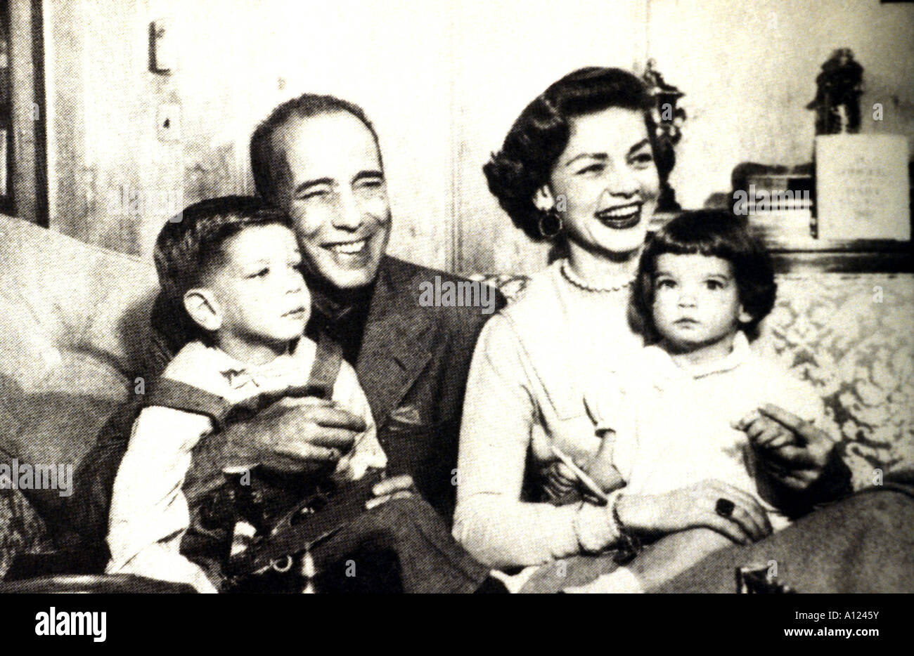 Humphrey Bogart and Lauren Bacall Actors With their children Steve and Leslie Stock Photo